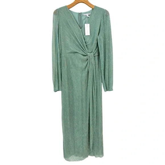 Baltic Born Devlyn Pleated Dress in Blue Sage Shimmer Size L - Picture 5 of 16